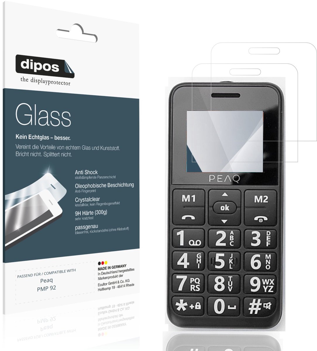 dipos – 2x Pantserfolie geschikt voor Peaq PMP 92 | 9H Screenprotector