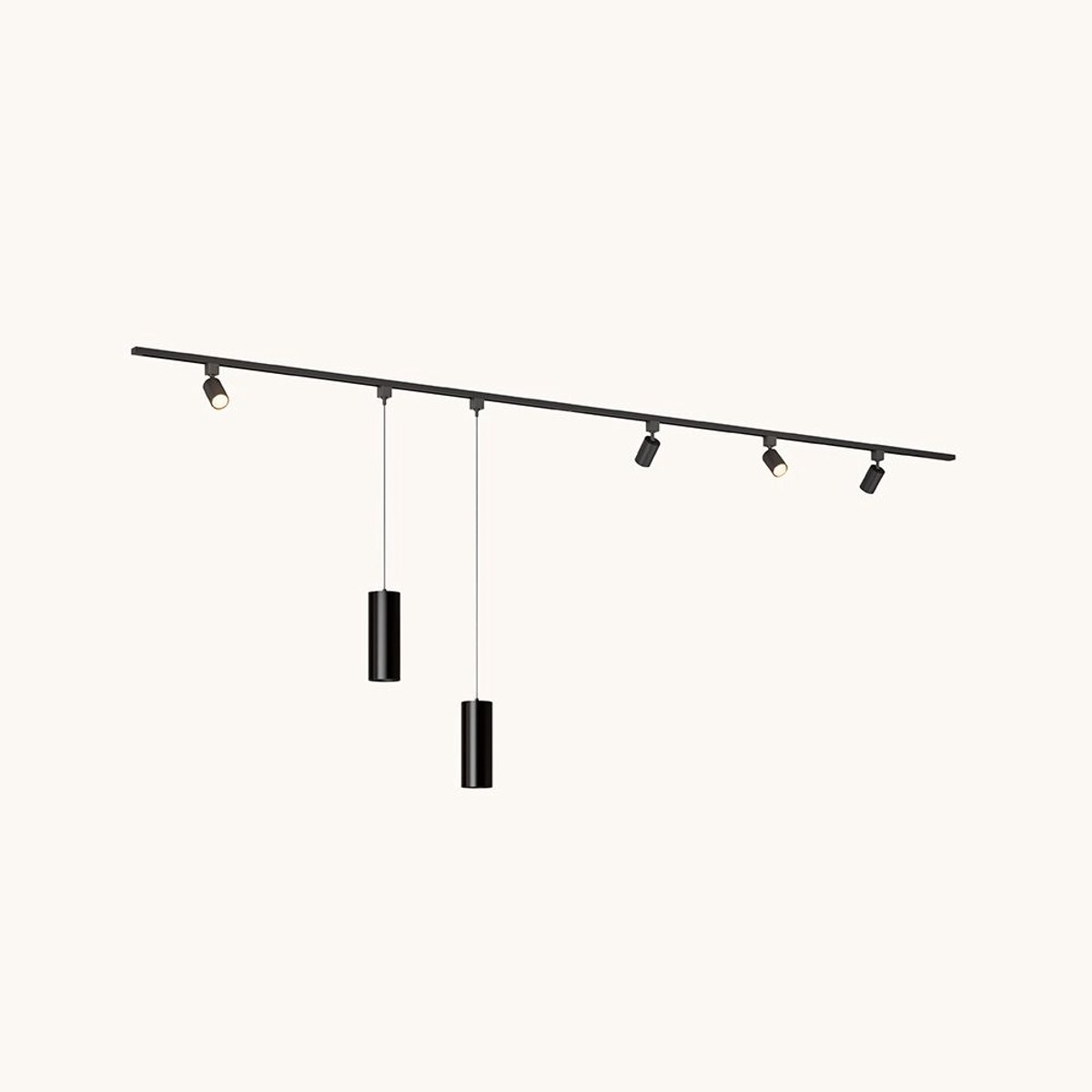 LUSENZ Railverlichting Pakket - Recht - 2x 1,5 m rail - 4 railspots - 2 hanglampen - Incl. 2700K GU10 - IP20 - Modulair - 230V - Taros/Belano(L) -