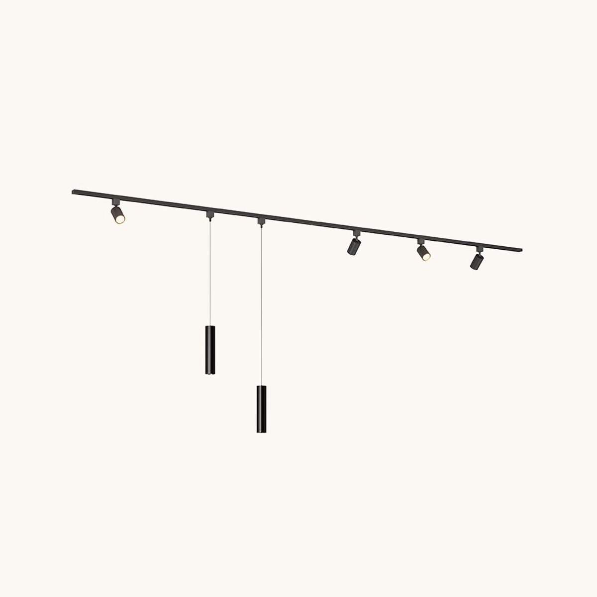 LUSENZ Railverlichting Pakket - Recht - 2x 1,5 m rail - 4 railspots - 2 hanglampen - Incl. 2700K GU10 - IP20 - Modulair - 230V - Taros/Belano(M) -