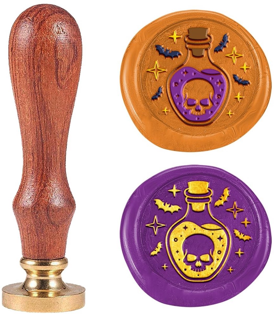 Vintage Waszegelstempel met Houten Handvat voor Uitnodigingen