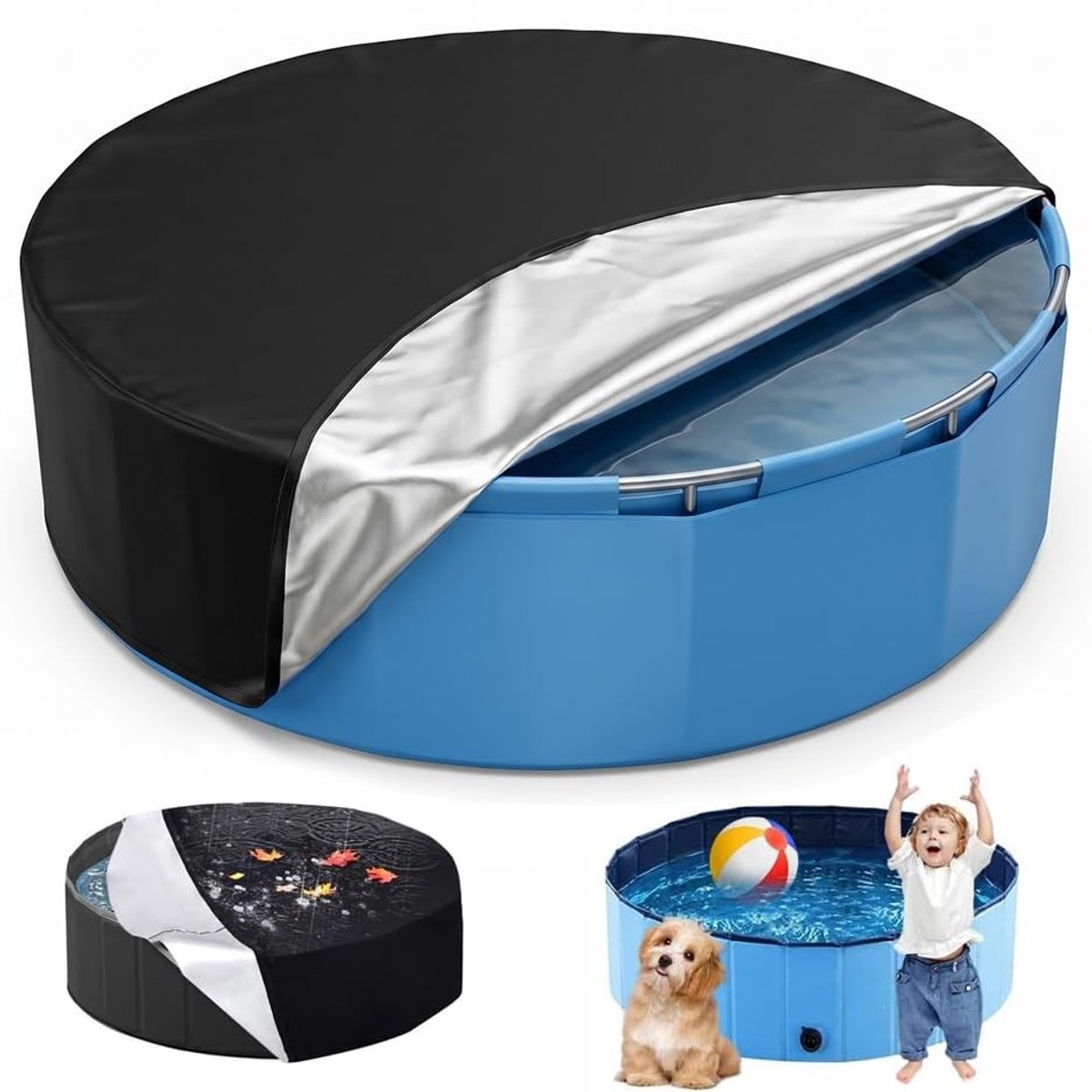 Elzusha - Hondenzwembad cover - Rond - 120 cm - Waterproof en UV-bestendig