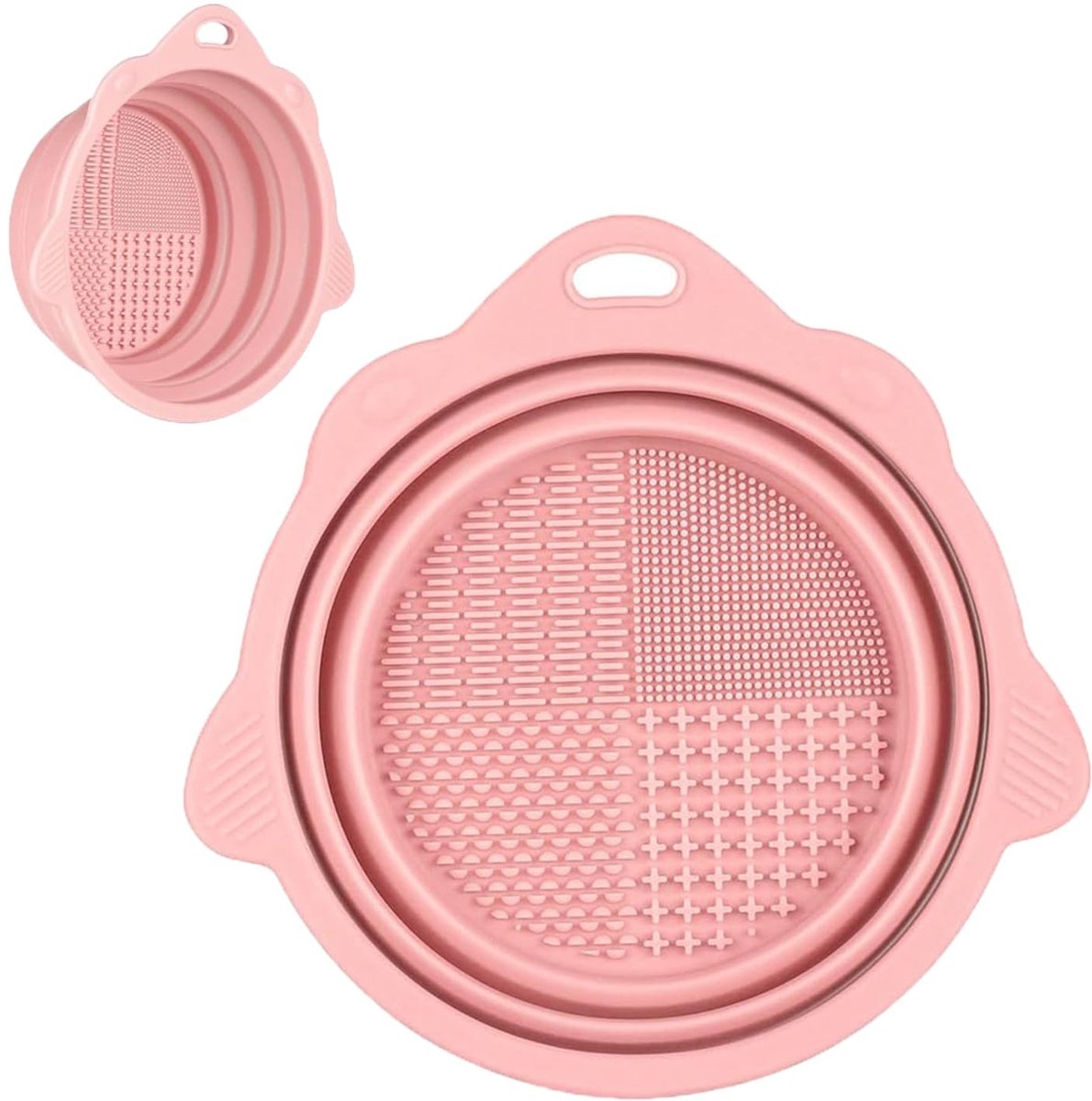 Elzusha - Opvouwbare siliconen make-up borstel schoonmaakkom - Roze