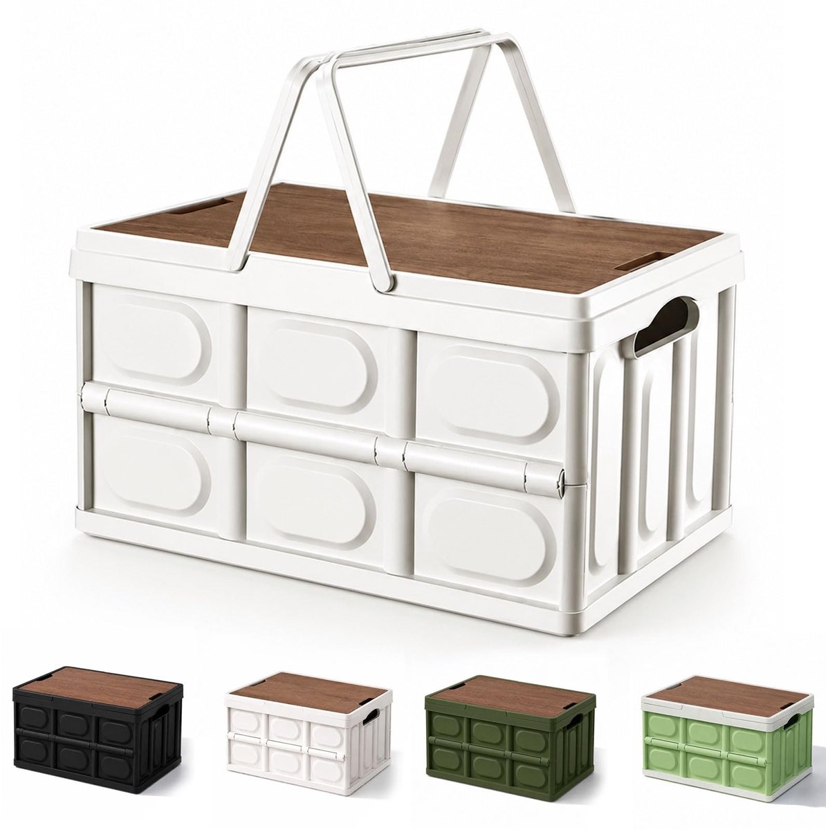 Elzusha - Opvouwbare Opbergdoos met Deksel - 15 L - Wit
