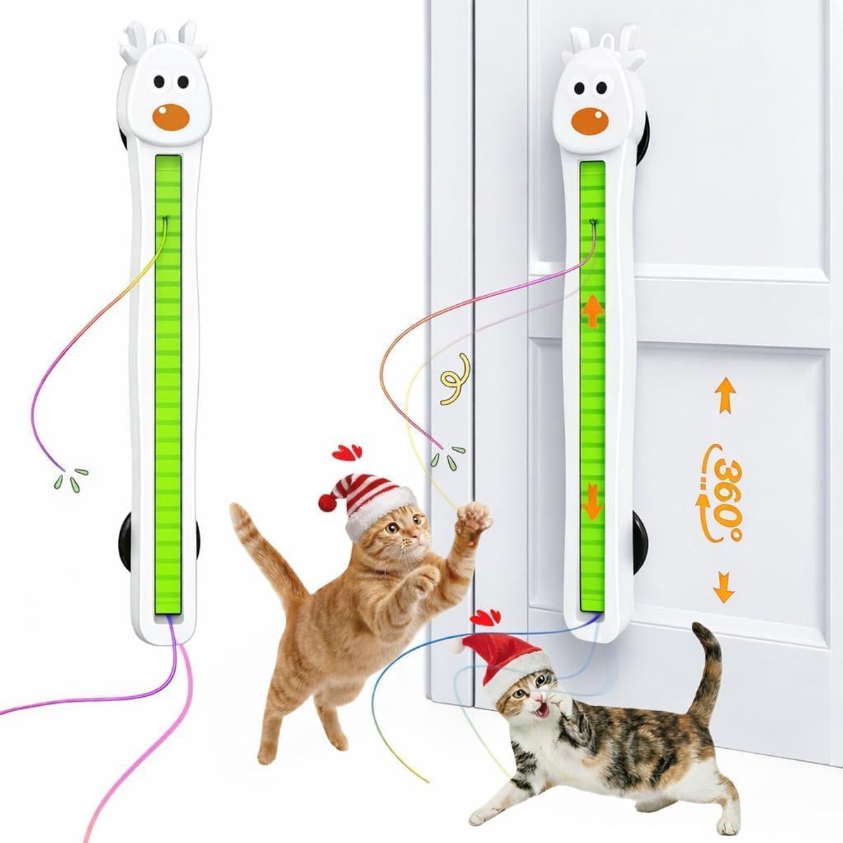 1 stuk - Kattenspeeltje - Volautomatische kattenspeeltjes met touw - Kattenspeeltje met touw voor aan de deur - Speelgoed voor zelfvermaak met touw - Wit
