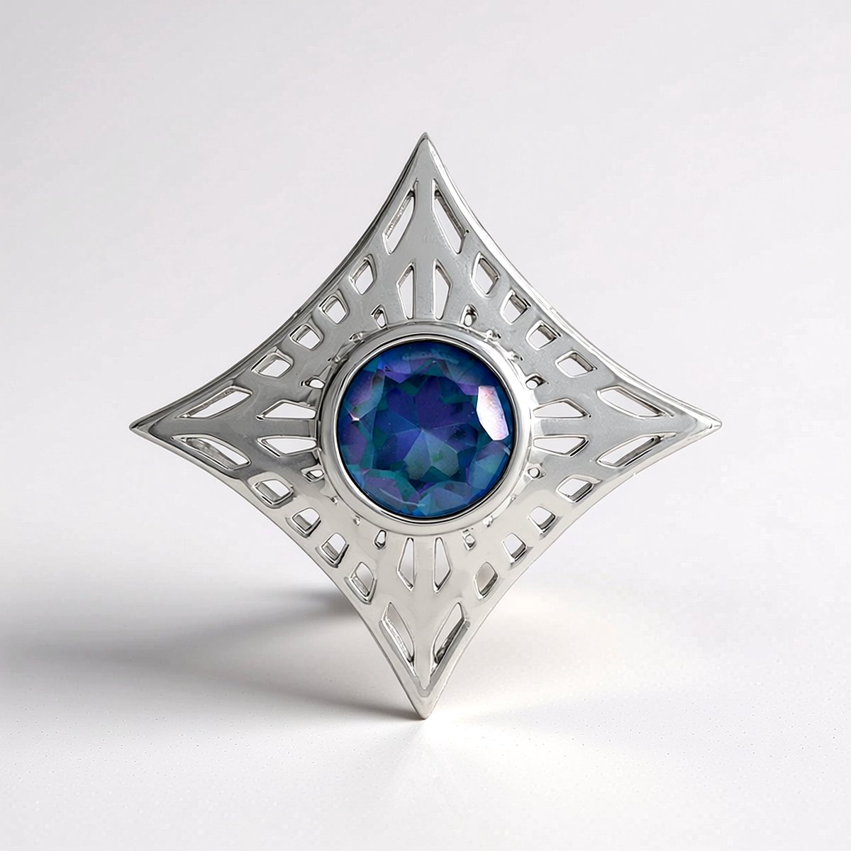 Cavill - Zilveren Hanger 925 Sterling Geplatineerd - Blauwe Mystieke Topaas 1,378 ct - Ronde Bezel Zetting - Elegant Braziliaans Edelsieraad