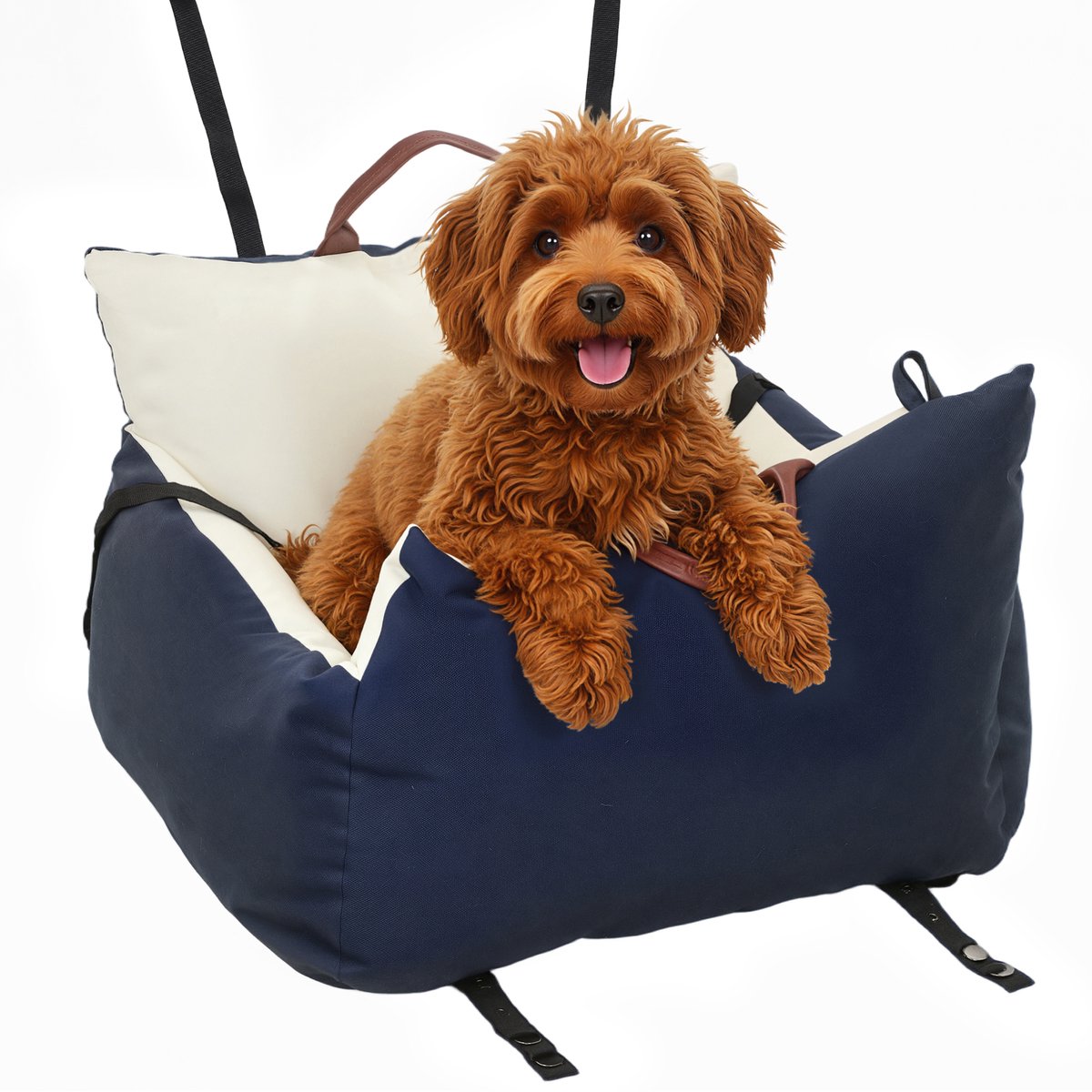 PawHut Autostoeltje voor huisdieren - Katoen PP, 100% katoenen canvas - 49x53x36cm - Blauw
