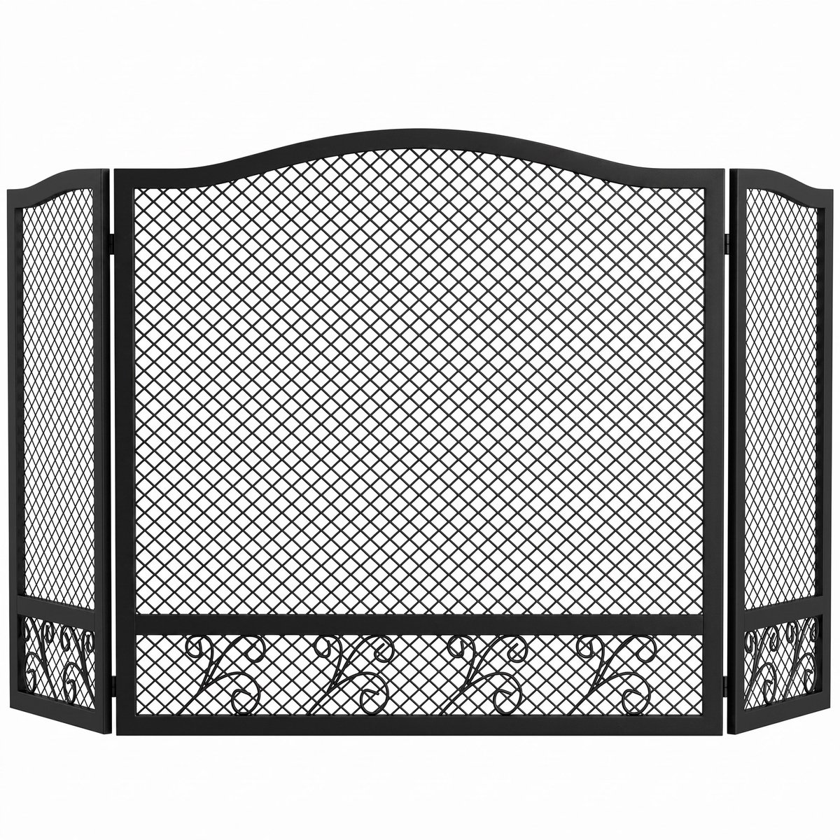 HOMCOM Haardscherm - Metaal - 107 x 1 x 60 cm - Zwart