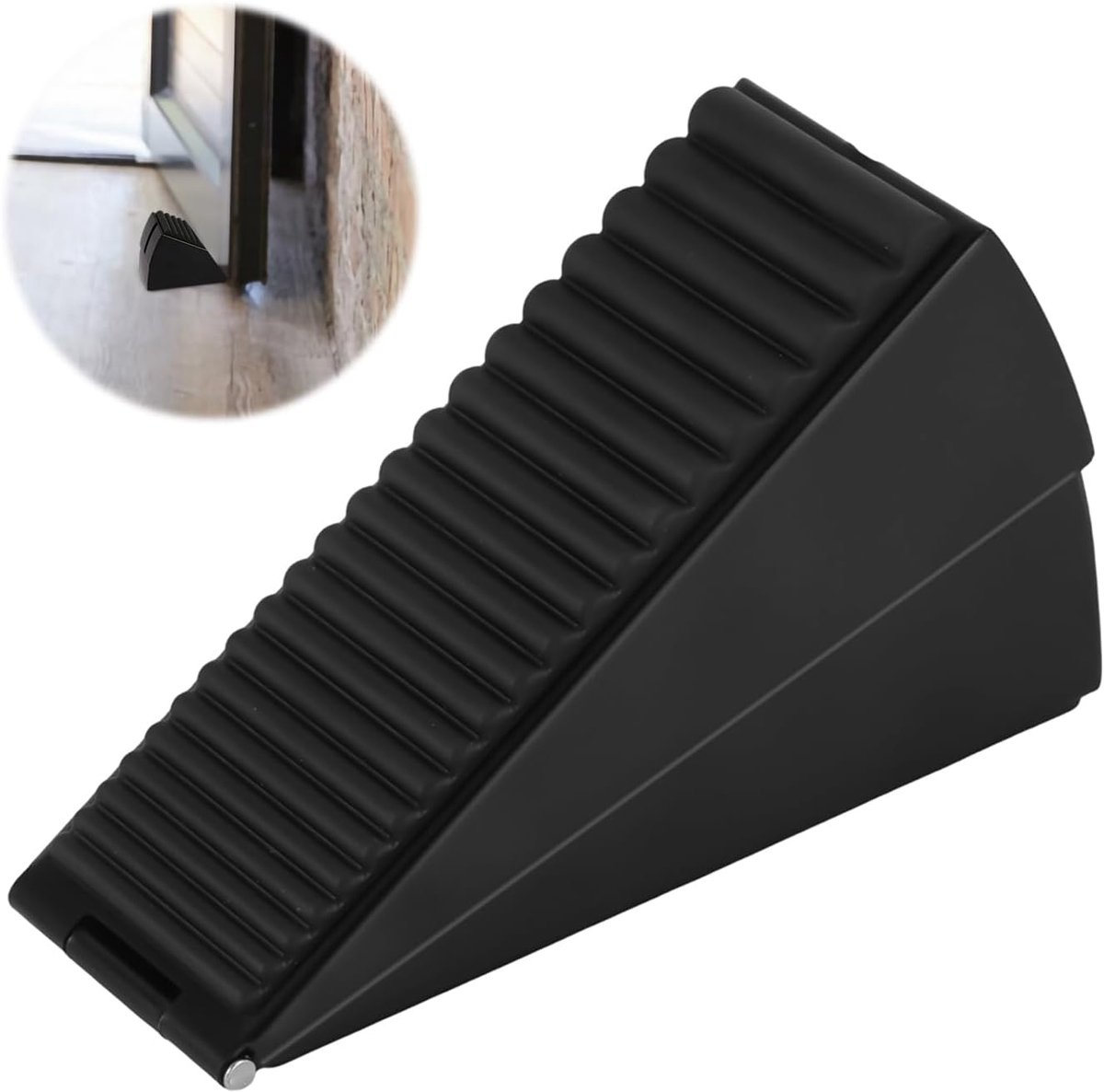 Deurstoppers - Botsingswerende deurstoppers - Wigvormige deurstoppers - Deurstoppers - Veerbelaste deurstoppers - Met antislip rubberen pads - Geschikt voor hoge of zware deuren - Zwart