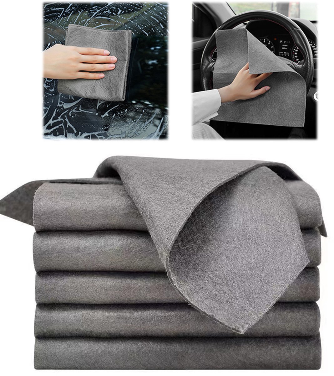 REDOM Microvezeldoeken – 5 stuks – 30 x 40 cm – Herbruikbaar – Voor keuken, badkamer, auto en huishouden – Grijs