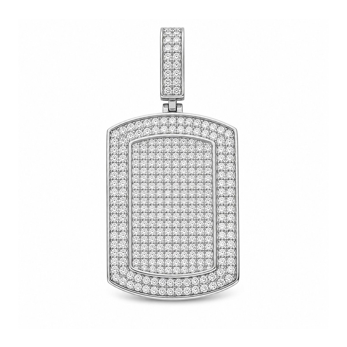 Juwelier Zwartevalk - Zilveren (gerhodineerd) dog tag hanger met zirkonia stenen - 24.288