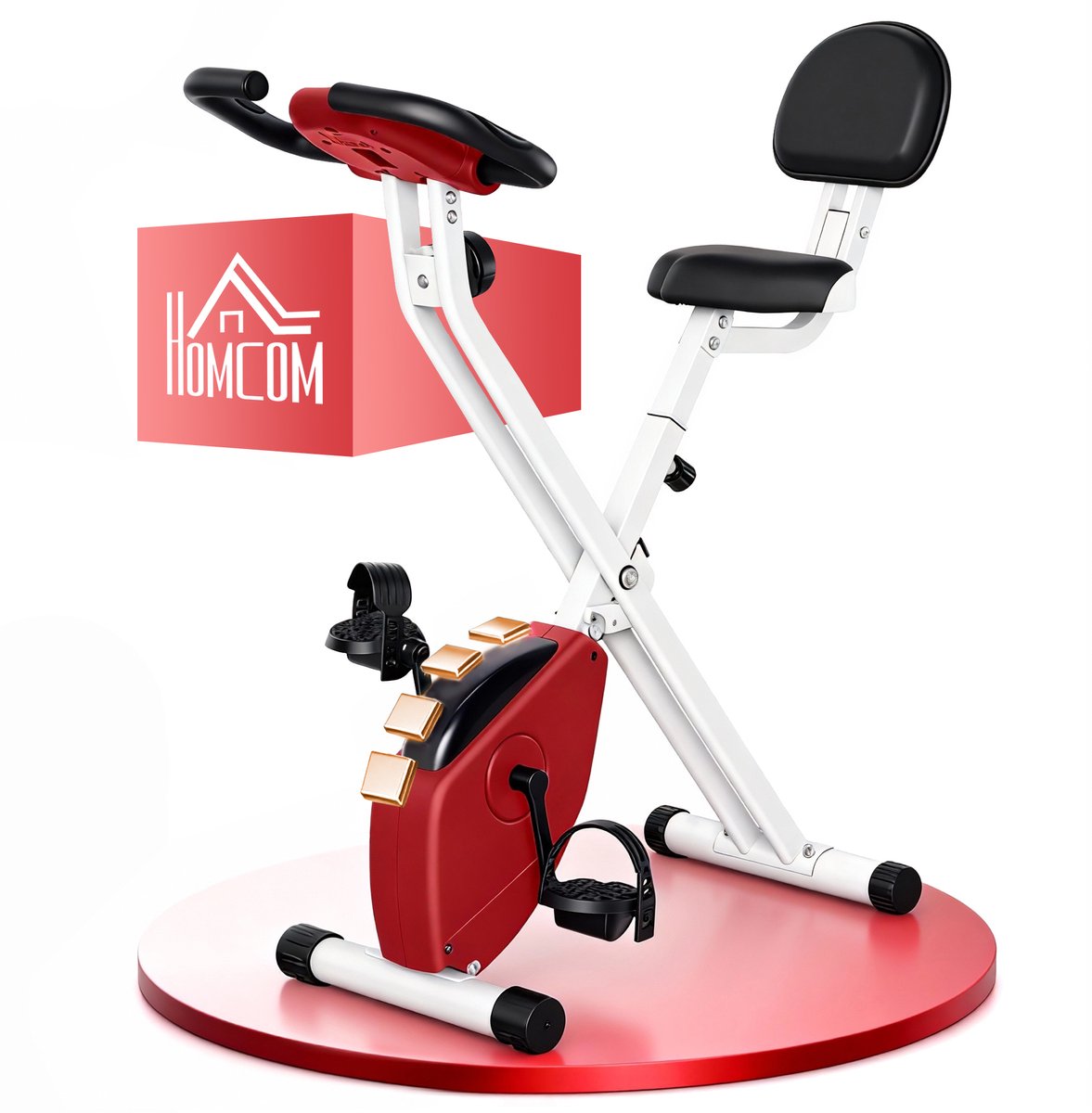 HOMCOM Magnetische Hometrainer - Staal - 43x97x109cm - Rood