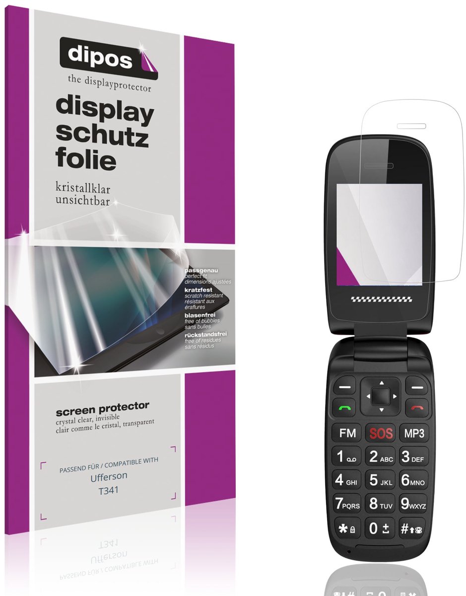 dipos – 4x Beschermfolie geschikt voor Ufferson T341 | Krasbestendige & heldere Screenprotector Ultra-Thin