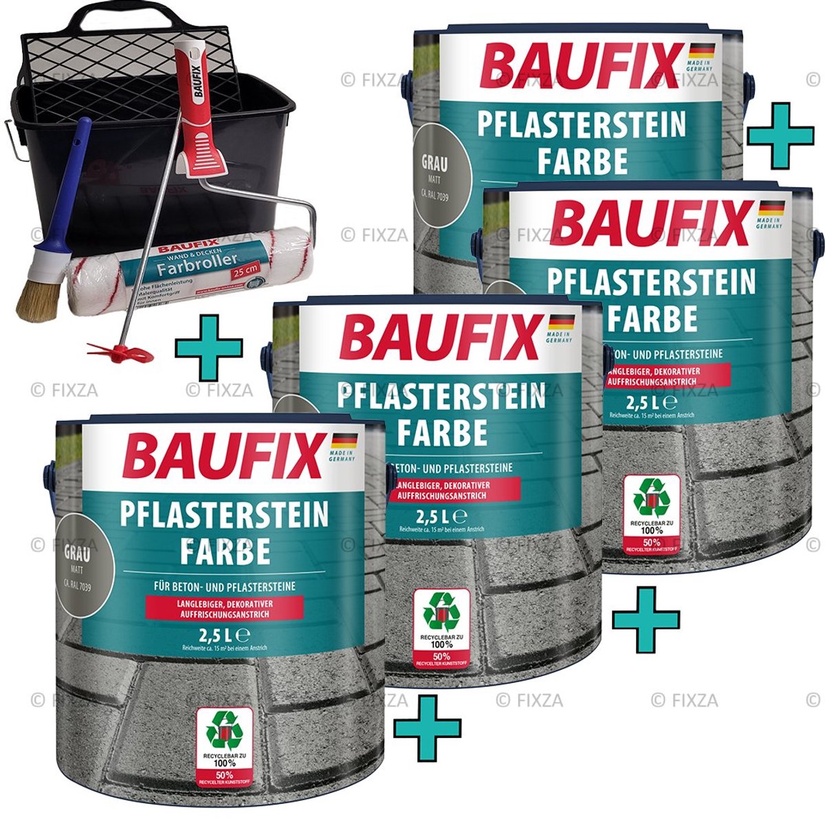 BAUFIX Impregnerende Tuintegel verf grijs + Verwerking set 30 m²