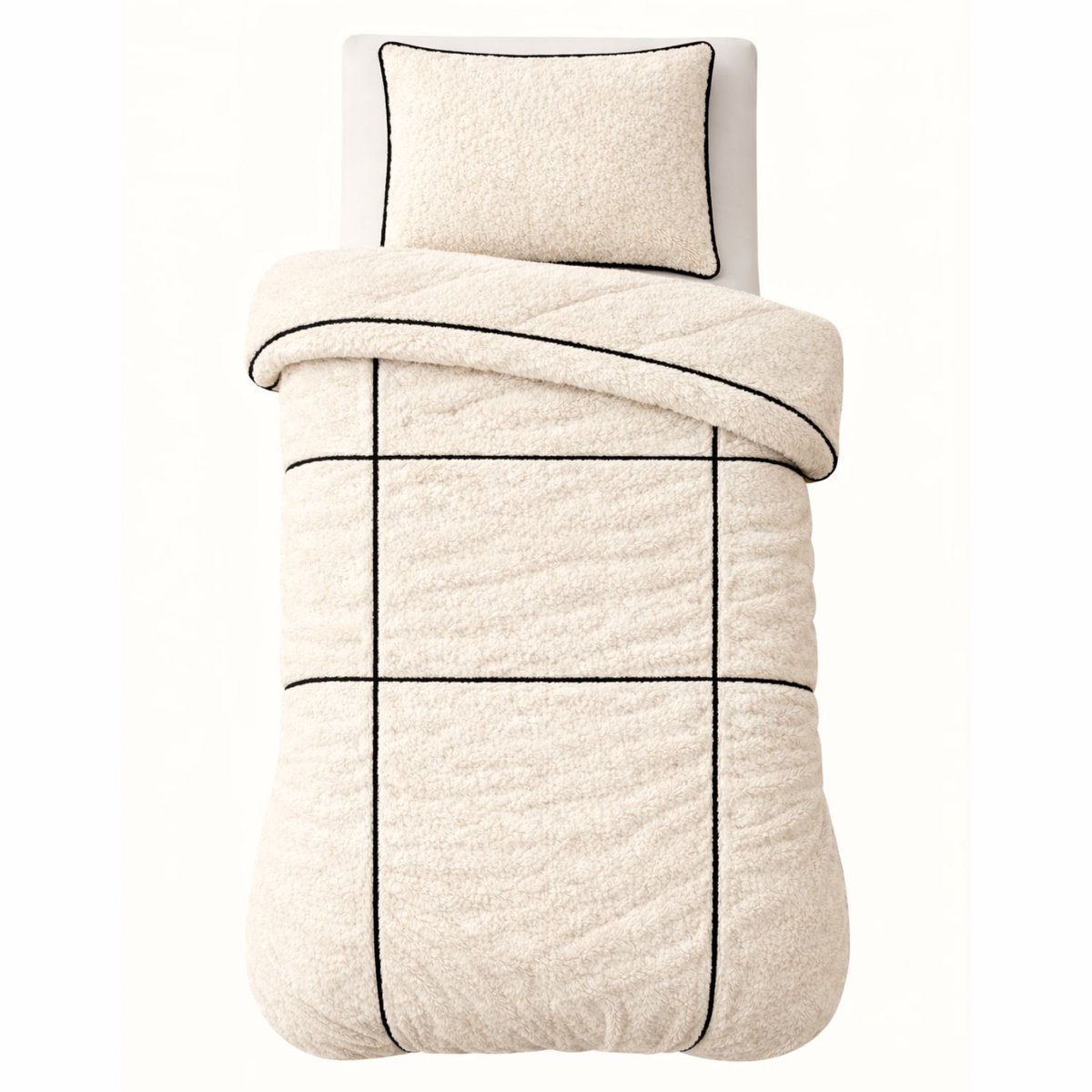 Sleeps Teddy Trim Dekbedovertrek - 140x200/220 - Beige - Super Zacht en Warm