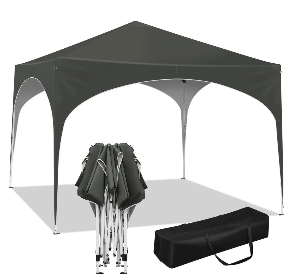 Klarven® Partytent Grijs - Waterdicht en UV-bestendig - Regelbare hoogte in 3 standen, Stabiel roestwerend frame, Inclusief draagtas - B 3 x D 3 m, H 250-258 cm