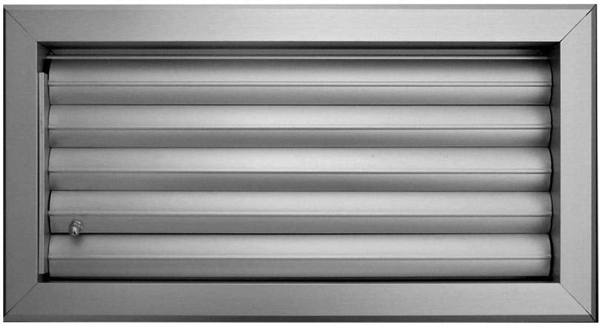 Aluminium Luchtrooster - Met verstelbare gebogen lamellen, reguleerbare luchtstroom, montageraam en beschermrooster - Voor wandventilatie binnen en buiten - 30 x 15 cm