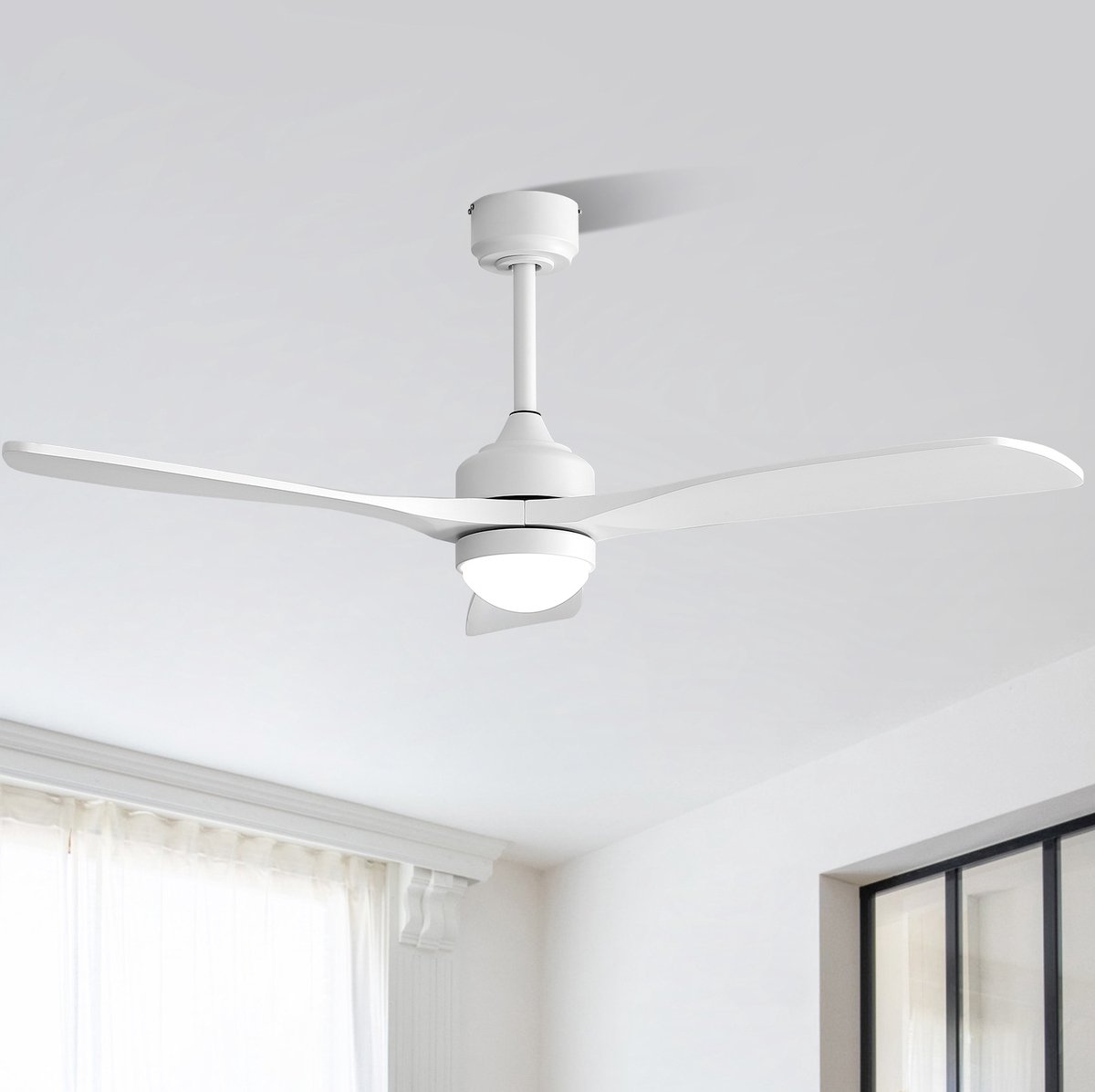 Plafondventilator met Verlichting – 132 cm – Hout – Wit – Zes Snelheden met Omkeerbare Draairichting