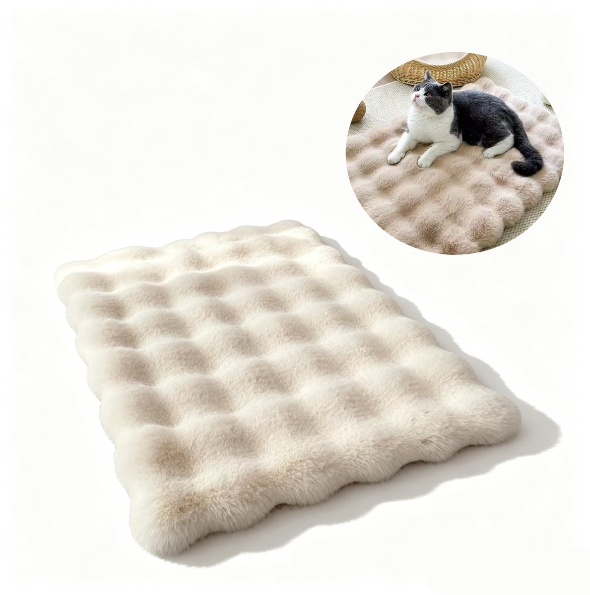 Stoelkussen - Zitkussen - Pluche stoelkussen - Pluche huisdiermat - Antislip - Met antislipdeeltjes - Pluche - 40 × 50 cm - Geschikt voor stoelen in studentenkamers en thuiskantoren, en voor huisdieren - Wit