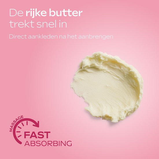 De rijke butter trekt snel in. Direct aankleden na het aanbrengen. Fast absorbing.