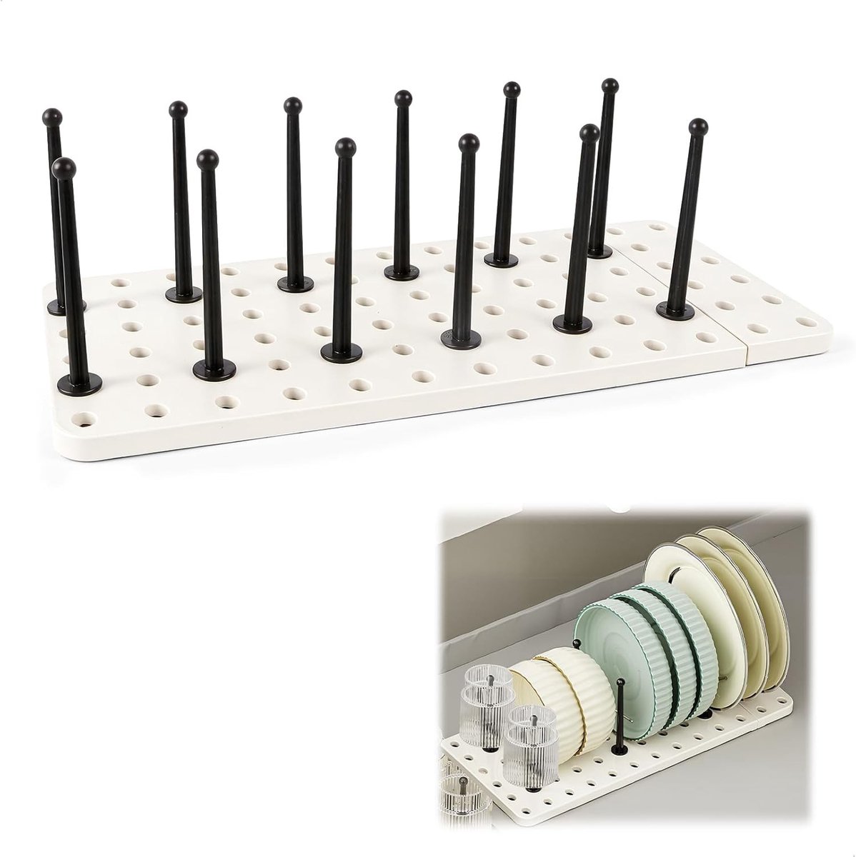 Afdruiprek - Wit - Verstelbaar - Polypropyleen Multifunctionele Organizer voor Keuken en Kast