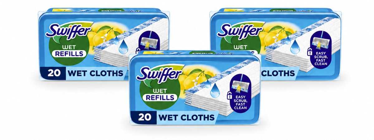3 x Swiffer - Vloerdoekjes – Citrus Fresh – 20 doekjes - Voordeelverpakking - 3 stuks