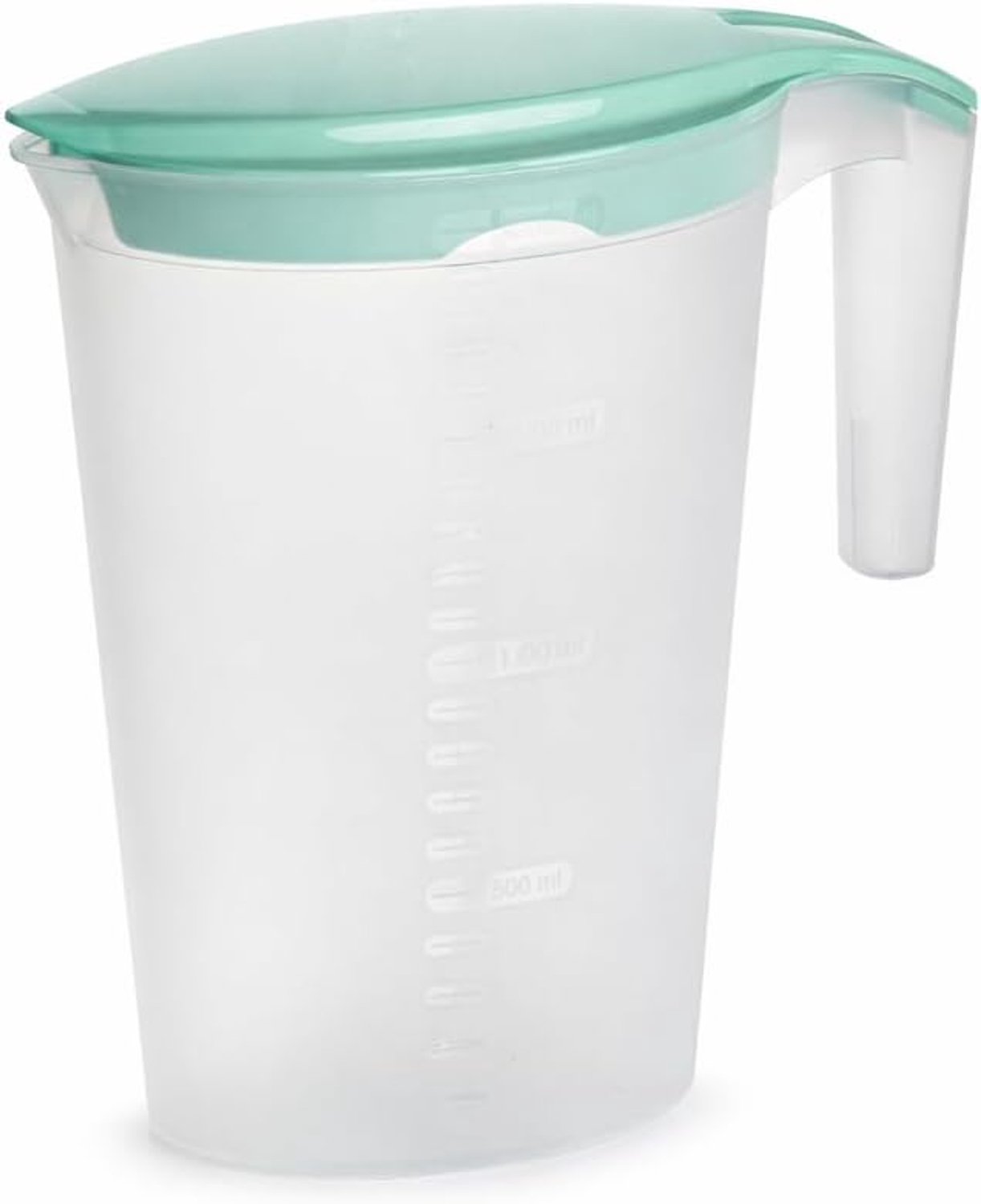 Kan met deksel, 2 l, BPA-vrij, lekvrij, met meetmarkeringen, voor water en sappen (watergroen)