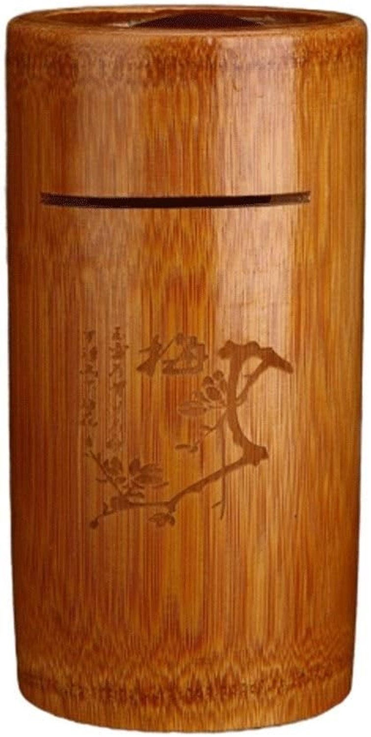 Natuurlijke bamboe Piggy Bank Planken Anti Fall Coin Jar Coin Storage Tank Money Bank ambachten ornamenten Spaarpot (Color : Brown)