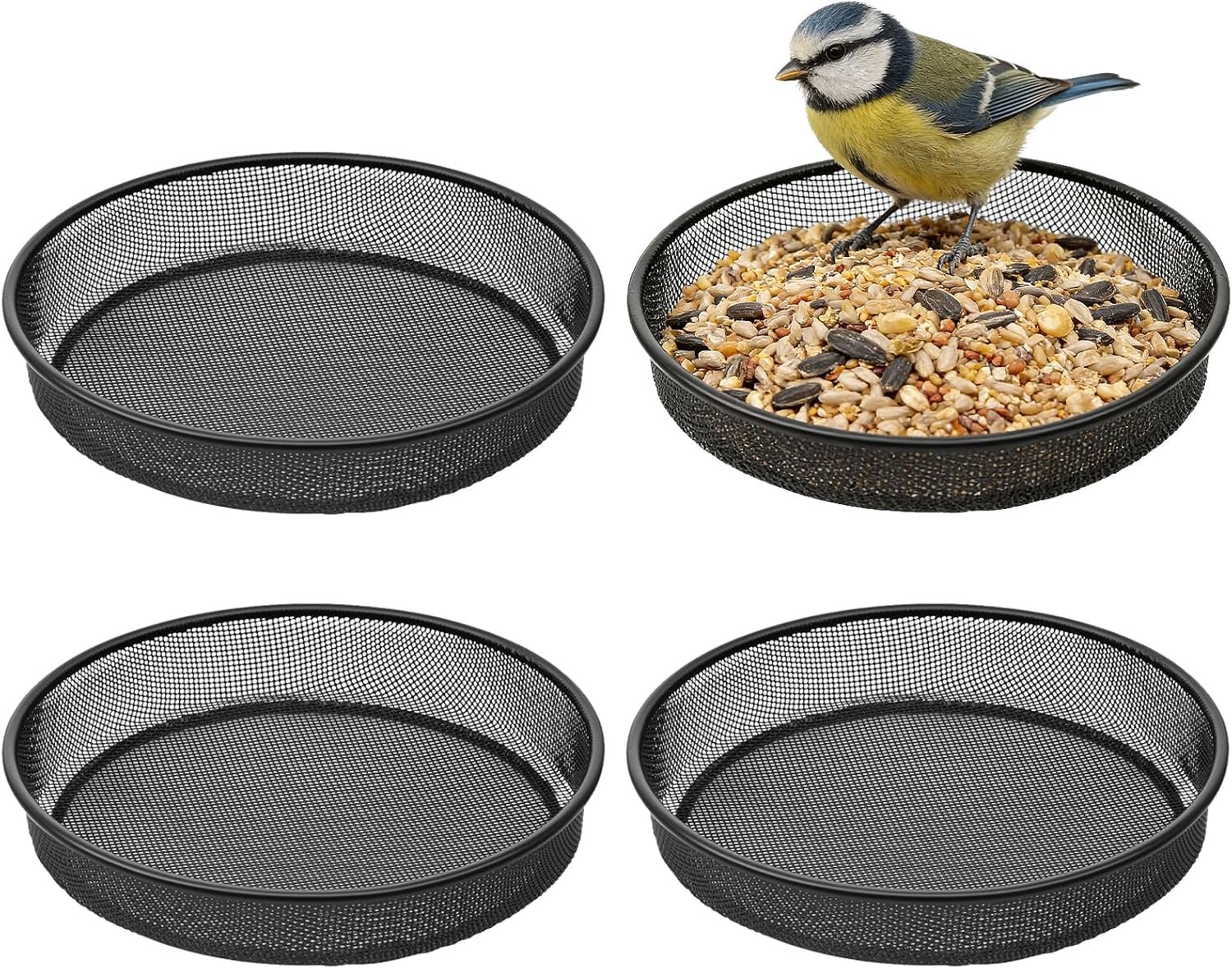 4 stuks vogelvoederschalen voor wilde duiven, 18 cm, metalen rooster, eekhoorntjes, voedertrog voederstation voor wilde vogels in de tuin