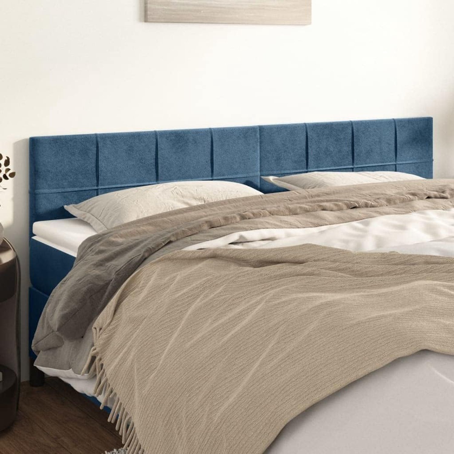 Hoofdbord, 2 stuks, donkerblauw, 90 x 5 x 78/88 cm, fluweel, hoofdeinde voor slaapkamer, hotel, hoofdeinde, werkkamer, voor slaapkamer, tweede slaapkamer, hotel