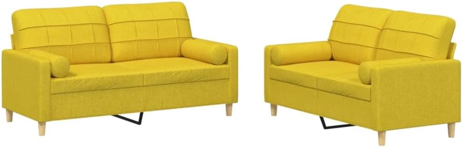 Slaapbank Kantoor Sofa 2-delig Sofa Set met Kussen Lichtgele stof voor Woonkamer, Slaapkamer, Kantoor