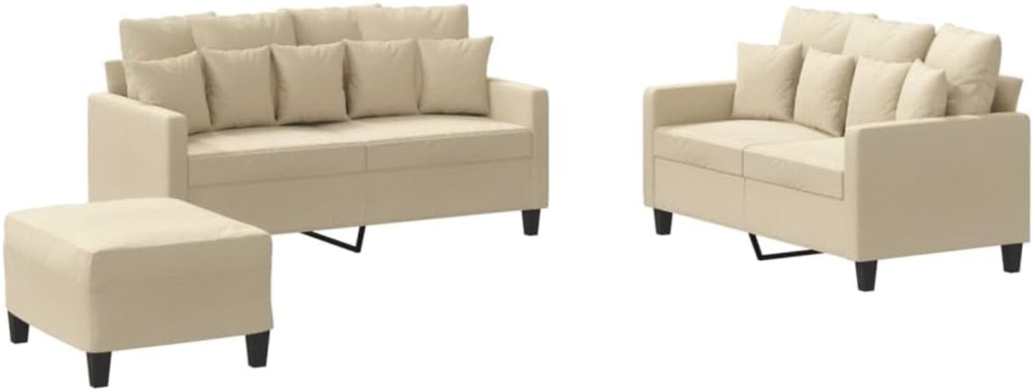 3-delig. Sofa set met kussen crème stof woonkamer bank kantoor sofa slaapkamer sofa lounge sofa voor woonkamer, slaapkamer, logeerkamer