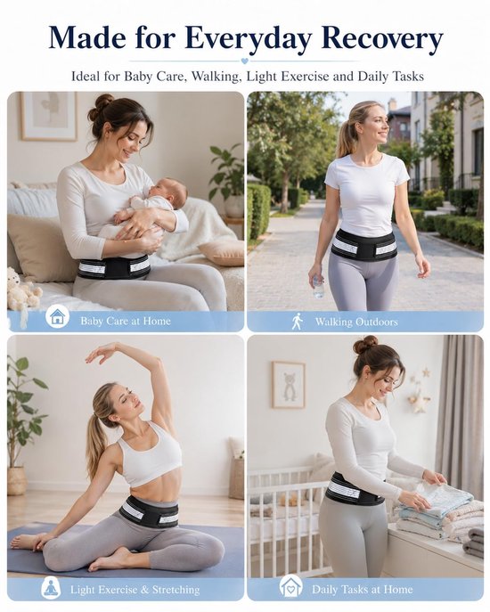 Postpartum Ondersteuningsband, 120 cm, Ademend voor Rug- en Buikondersteuning na Bevalling en Keizersnede, Herstel en Lichaamsvorming — afbeelding 3