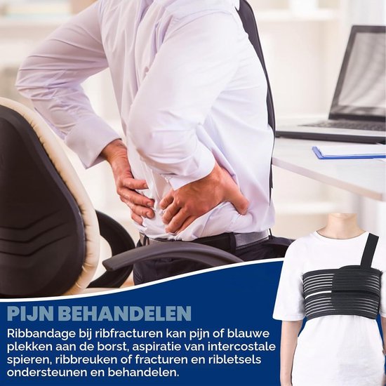 Ademende ribbandage 80-115 cm voor ribfracturen, spierblessures en hartoperaties, biedt ondersteuning en comfort — afbeelding 4