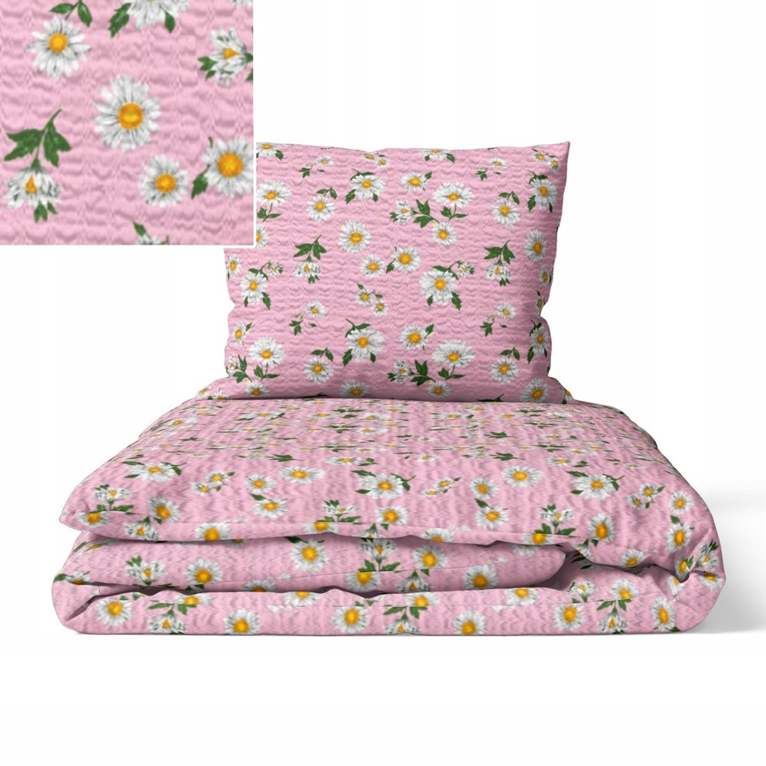 Kora Beddengoed Set 160x200cm + Kussensloop 70x80cm, Katoen, Roze Bloemen