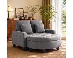 Xbro Zitbank 2 zits met Voetenbank en Opbergruimte – Loungebank met 2 Kussens, Comfortabel
