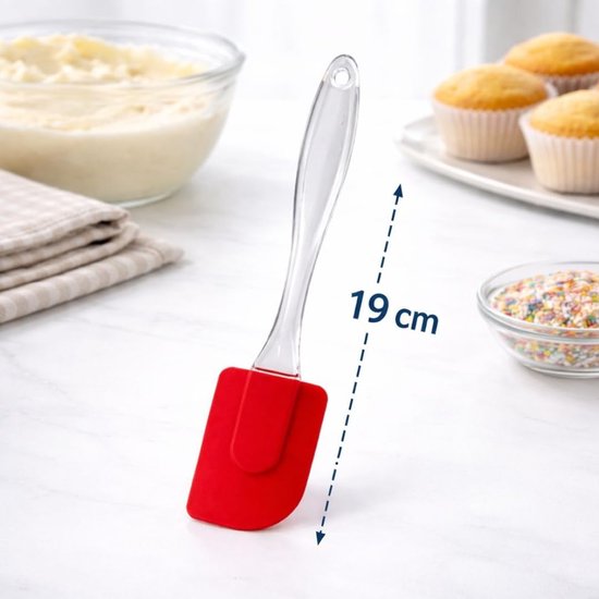 Spatel, rood, met transparante handgreep, 19 cm, flexibel, voor crèmes en deeg — afbeelding 3