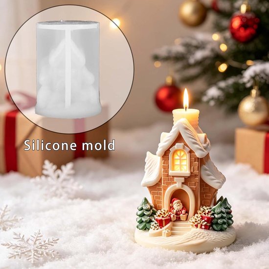Vormen voor kerstkaarsen, cementvormen, sneeuwhuis, 3D — afbeelding 3