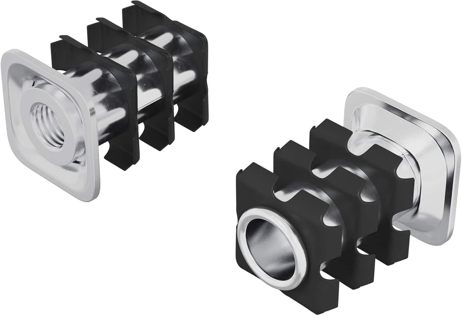 2 stuks schroefdraadbuisinzetstuk van verzinkt staal 15,8 x 15,8 x 22,5 mm, zwart-zilveren buisstop voor meubelbouw en industriële constructies