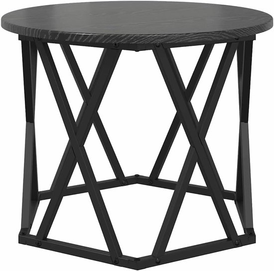 Nesting bijzettafel 3 stuks zwart eiken look met stalen frame voor woonkamer lounge praktische legplank — afbeelding 4