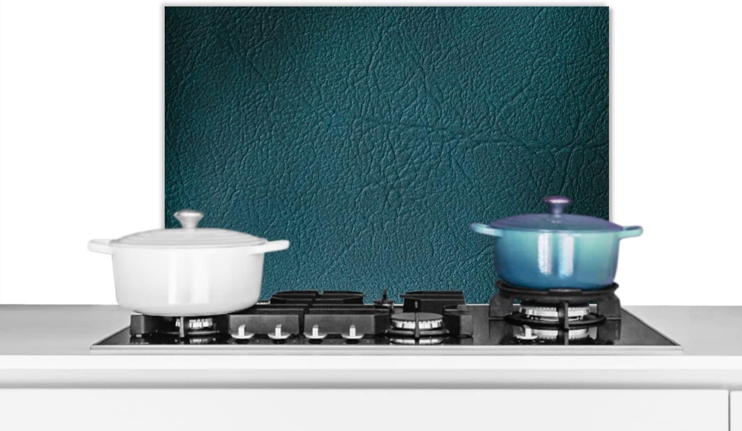 Spatscherm Keuken - 60x40 cm - Leer - Lederlook - Groen - Blauw