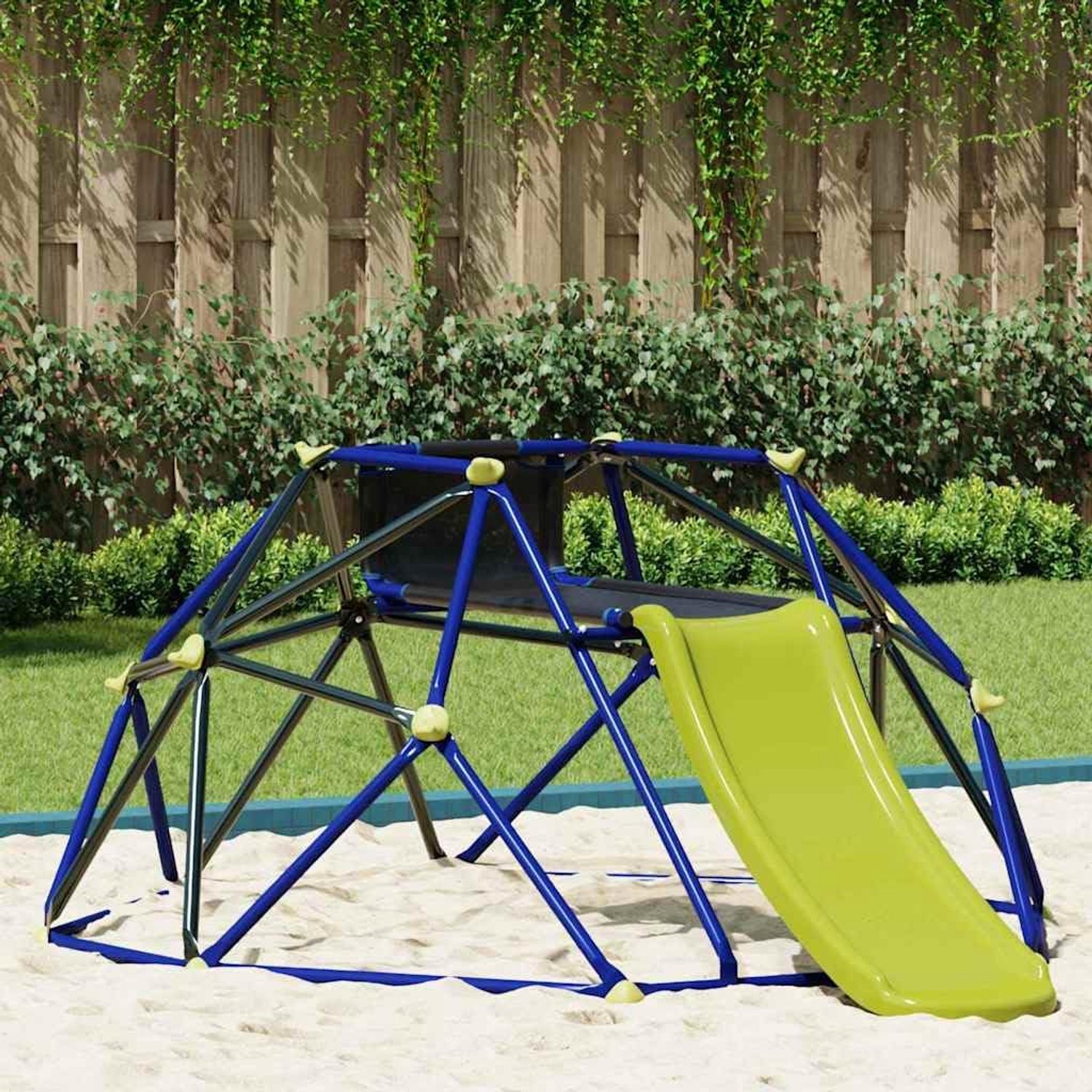 Klimdom met glijbaan, outdoor speelframe staal, blauw, 1,8 m