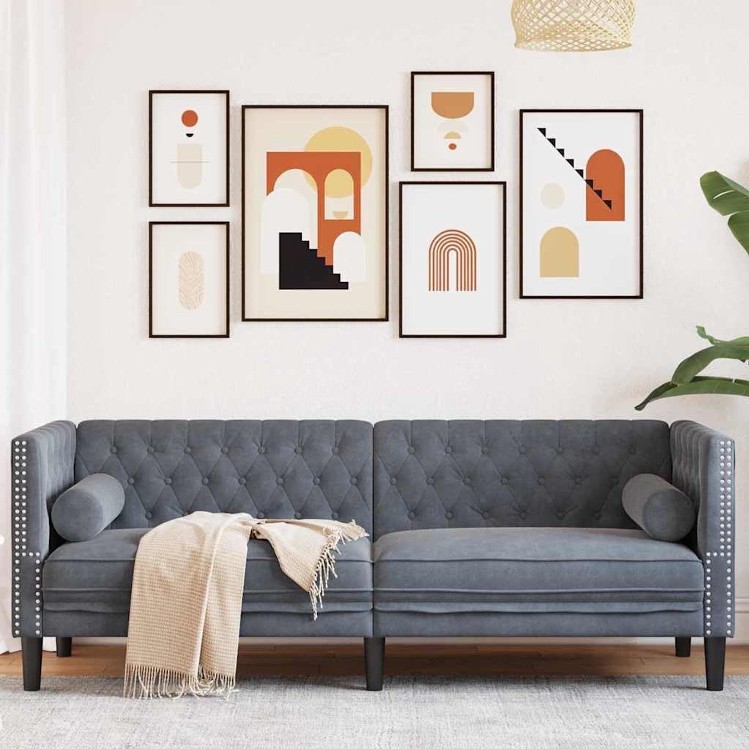 Fluweel, elegant, voor woonkamer en slaapkamer, 194 x 74,5 x 70,5 cm, fluweel, donkergrijs, fluweel