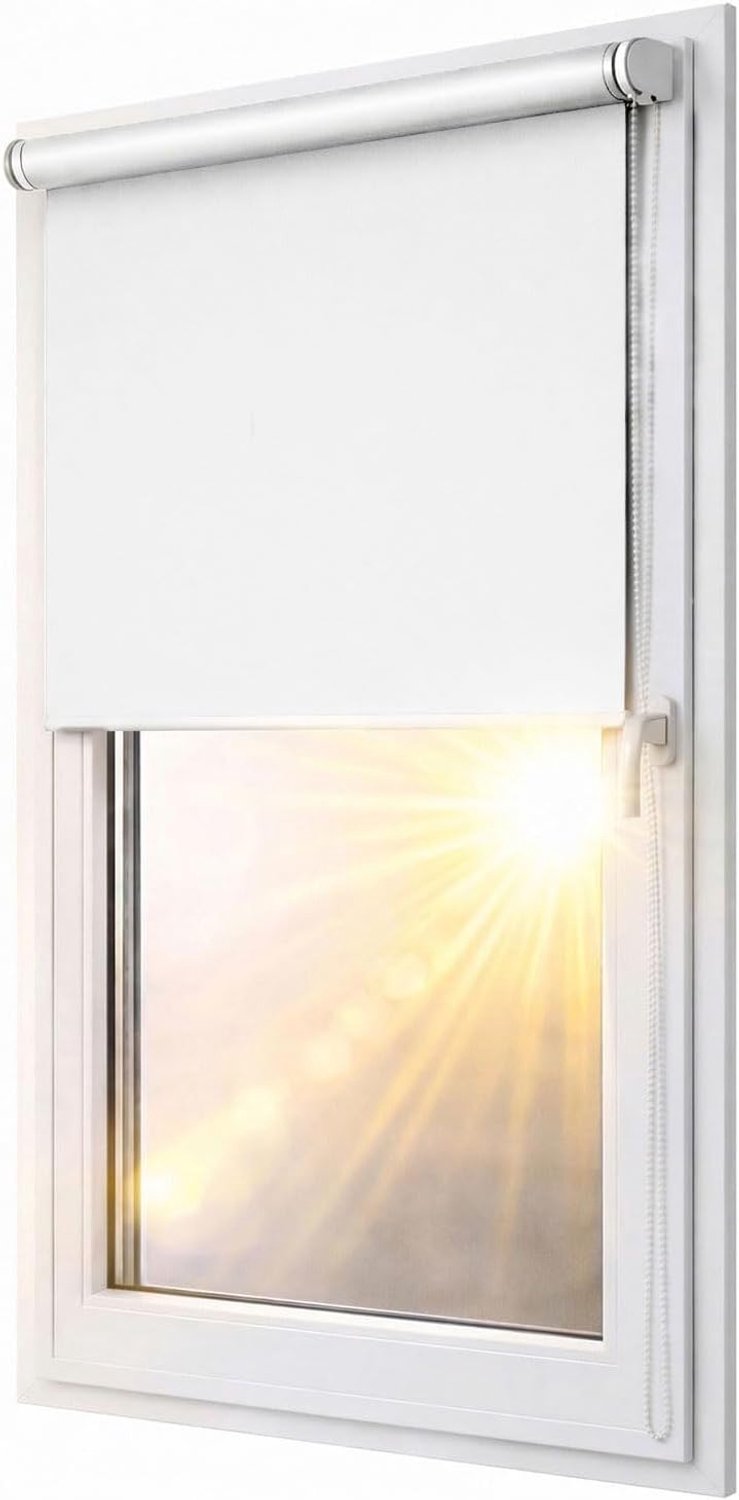 Verduisterend rolgordijn Blackout Silver Klemmfix zonder boren 110x230 cm wit - compleet voorgemonteerd met ingebouwd mechanisme, multistop