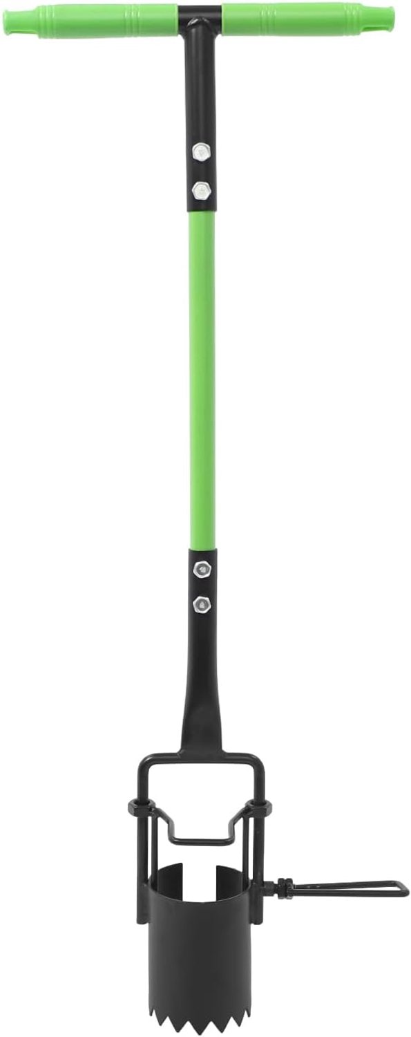 76,2 cm bloembollen plantgereedschap voor plantengaten Ø 8,9 cm diepte 9,4 cm, stalen bloembollen met T-handgreep & antislip pedalen, uienplant voor tuinen en landbouwplantages