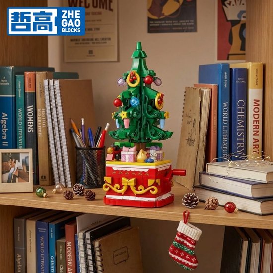 Zhe Gao 11149 Roteerbaar Kerstboom bouwset | Incl. mini kersttrein | Creator classic bouwpakket | Educatief speelgoed voor volwassenen & kinderen | Kerst bloemen decoratie geschenkset | Niet geschikt voor lego | Bouwdoos met 366 bouwstenen — cadeau in Spellen & Speelgoed - foto 6