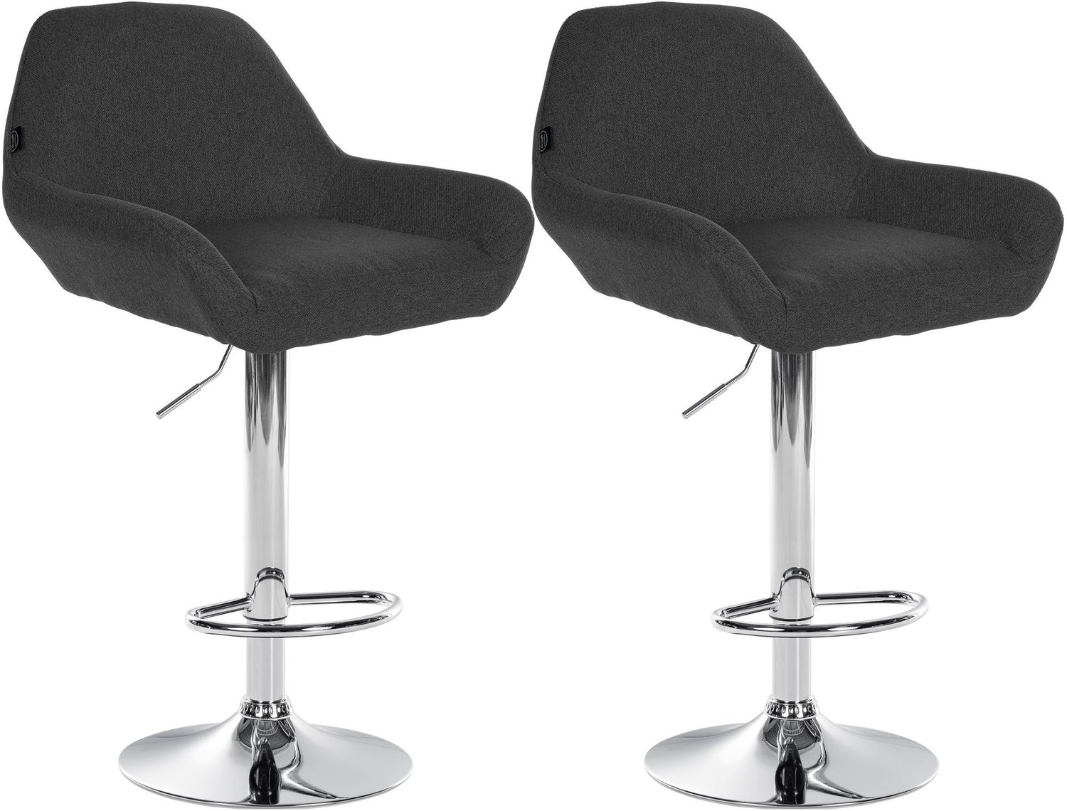 Luxe Comfort Barkruk - Set van 2 - Verstelbaar - Stof - Donkergrijs chroom/donkergrijs