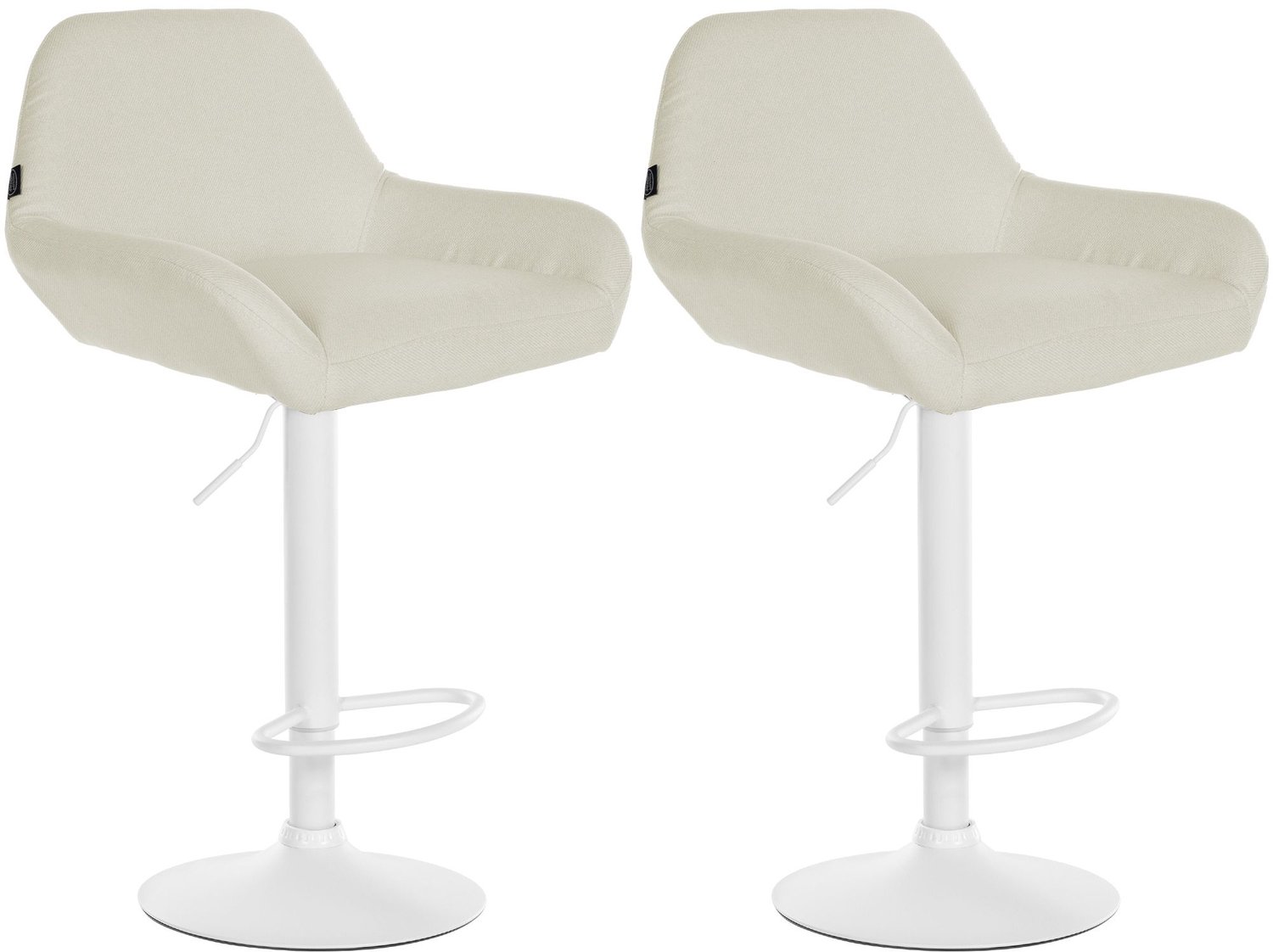 Luxe Comfort Barkruk - Set van 2 - Verstelbaar - Stof - Crème wit/creme