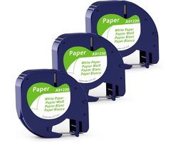 3x MarkField Compatible with Dymo Letratag Label Tape Paper, Compatible with Dymo LetraTag 12mm x 4m Paper for LT-100H - ShopVlot