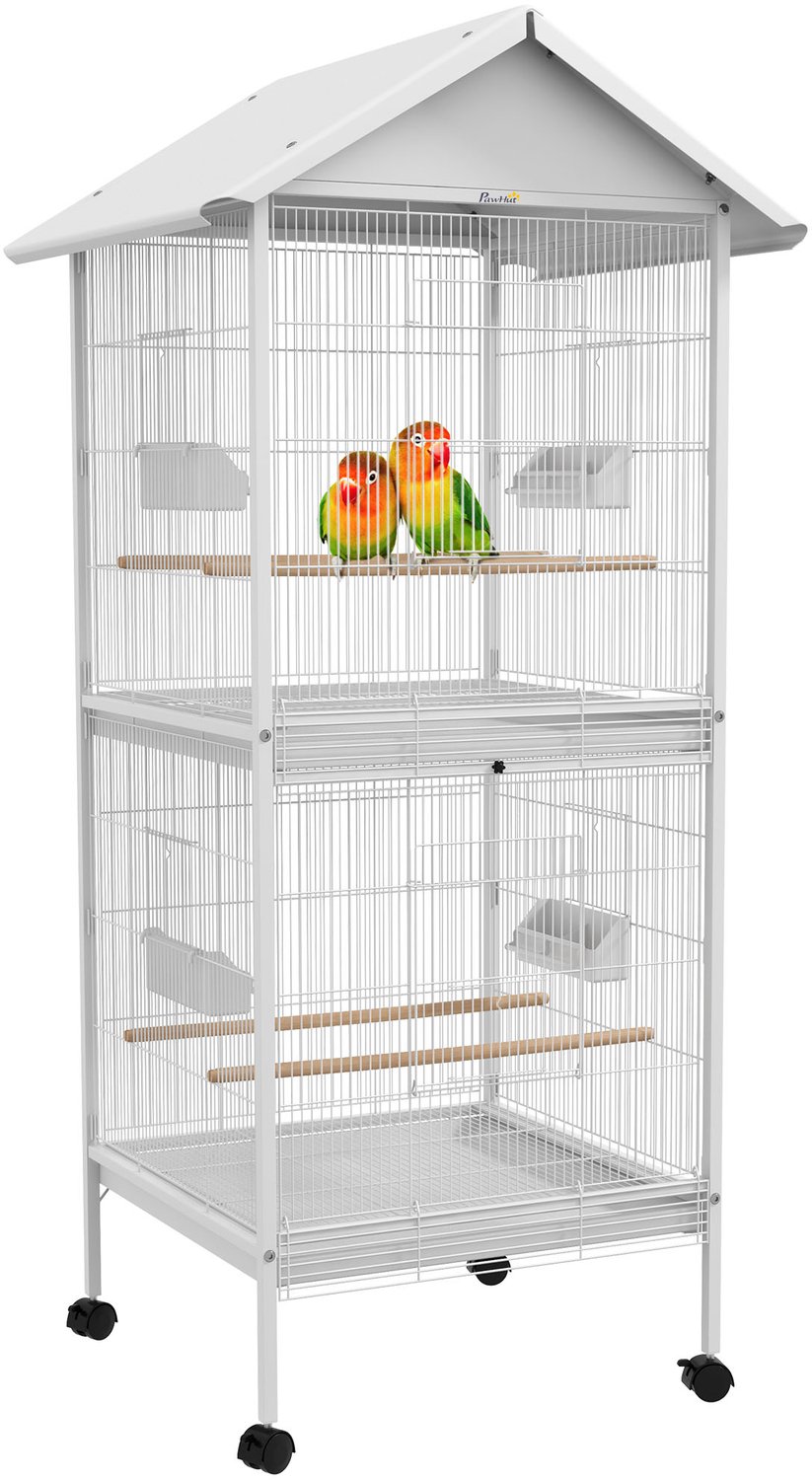 PawHut Vogelkooi - Metaal - 78x75x168cm - Wit