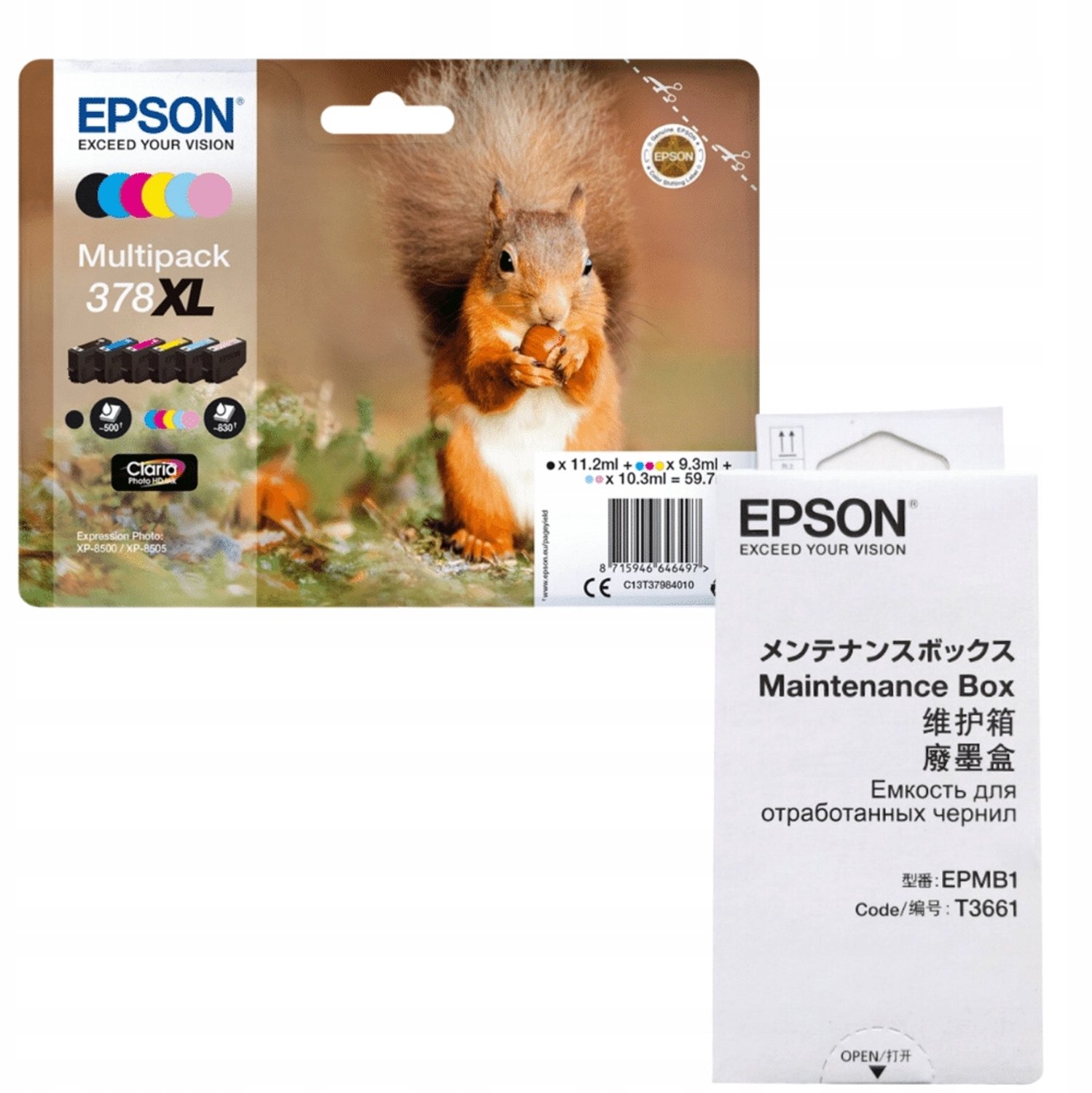 Epson 378XL Inkt 6-Pack + Onderhoudsbox T3661 Expression Photo